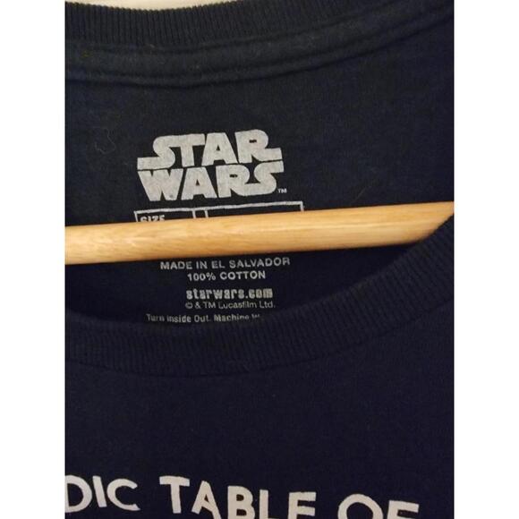 Star Wars Periodic Table of Elements Black Graphic T-Shirt Cotton Men’s Large - Picture 2 of 3